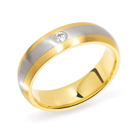 alliance en or bicolore diamant blanc homme