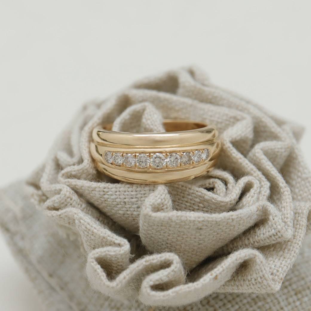 Bague or jaune 18k 3 bandes diamants