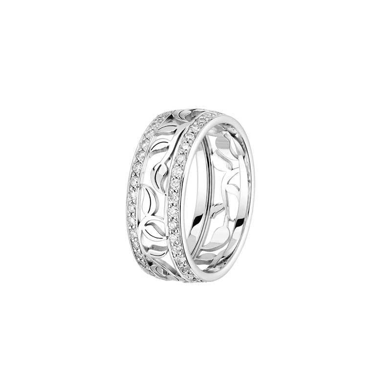 Alliances dame or blanc et motifs feuillages Bordeaux 