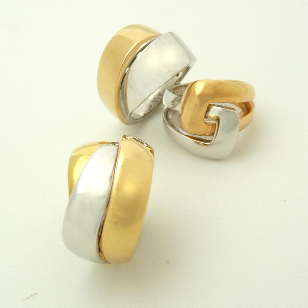 Bagues bicolores entrelacées - Idée cadeau Bordeaux