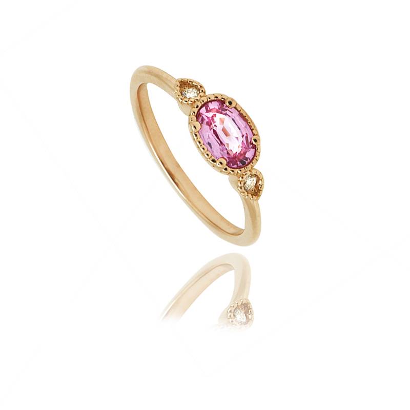 Bague saphir rose et diamants - bijouterie bordeaux