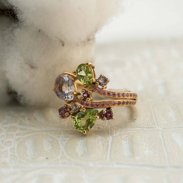 bague en or bleu vert Bordeaux